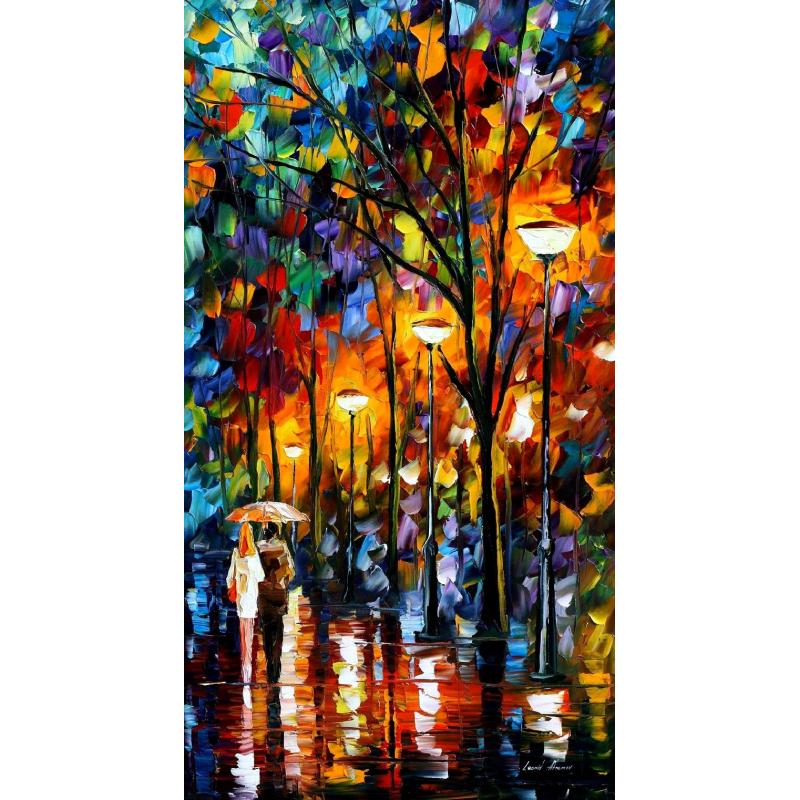 Gallery value USD19200 NIGHT RAIN IMPRESSION - PALETTE KNIFE Oil Painting On Canvas By Leonid Afremov