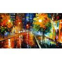 Gallery value USD10900 DOWNTOWN STREET - PALETTE KNIFE Oil Painting On Canvas By Leonid Afremov