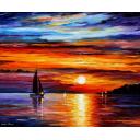 Gallery value USD19600 QUIET SUNSET - PALETTE KNIFE Oil Painting On Canvas By Leonid Afremov