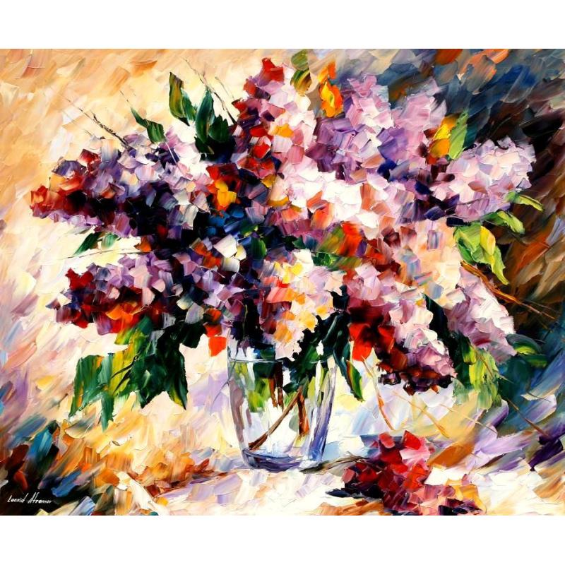 Gallery value USD10400 LILAC - MORNING MOOD - PALETTE KNIFE Oil Painting On Canvas By Leonid Afremov