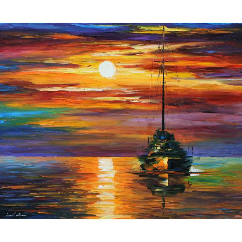 Gallery value USD9400 CALM SUNSET REST - PALETTE KNIFE Oil Painting On Canvas By Leonid Afremov