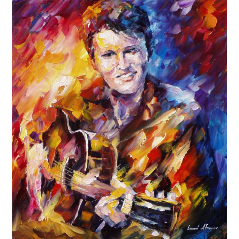 Gallery value USD17700 ELVIS PRESLEY - PALETTE KNIFE Oil Painting On Canvas By Leonid Afremov