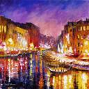 Gallery value USD17600 GOLDEN VENICE - PALETTE KNIFE Oil Painting On Canvas By Leonid Afremov