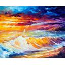 Gallery value USD10700 GOLD WAVES - PALETTE KNIFE Oil Painting On Canvas By Leonid Afremov