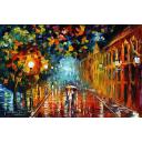 Gallery value USD19500 THE BEAUTY OF NIGHT RAIN - PALETTE KNIFE Oil Painting On Canvas By Leonid Afremov