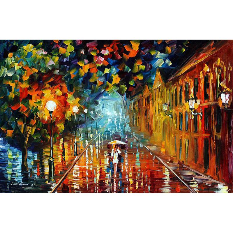 Gallery value USD19500 THE BEAUTY OF NIGHT RAIN - PALETTE KNIFE Oil Painting On Canvas By Leonid Afremov