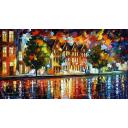 Gallery value USD13300 AMSTERDAM - RIVER OF WISDOM - PALETTE KNIFE Oil Painting On Canvas By Leonid Afremov