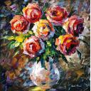 Gallery value USD15400 ROSE FOR - PALETTE KNIFE Oil Painting On Canvas By Leonid Afremov