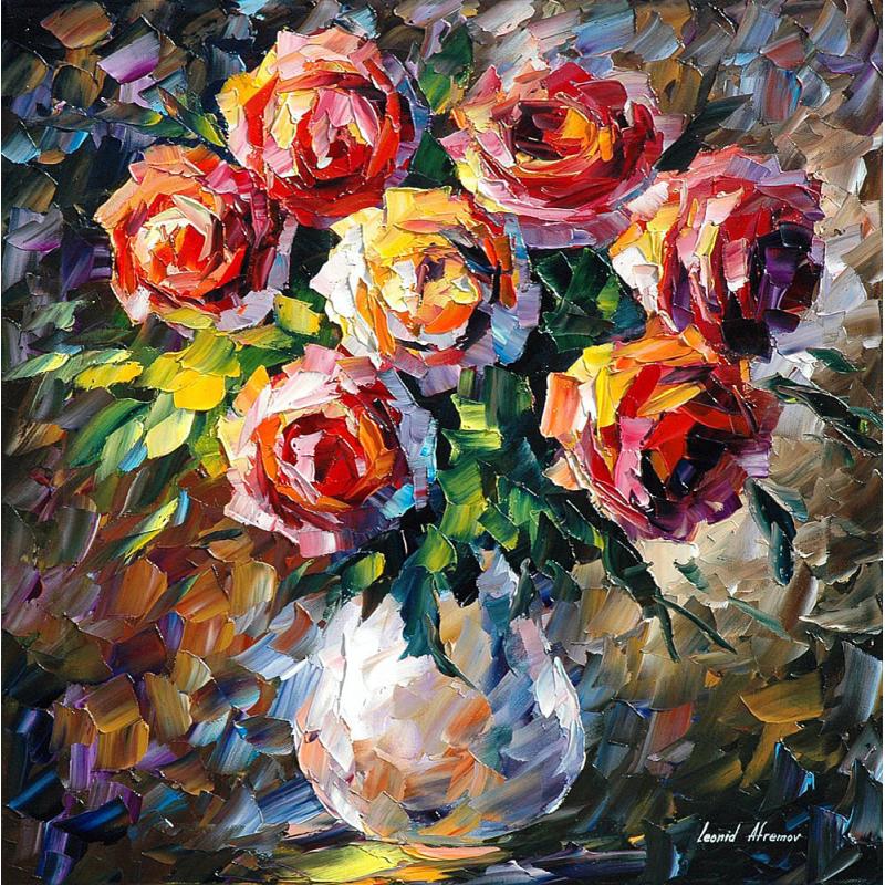 Gallery value USD15400 ROSE FOR - PALETTE KNIFE Oil Painting On Canvas By Leonid Afremov