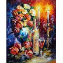 Gallery value USD8300 RED WINE - PALETTE KNIFE Oil Painting On Canvas By Leonid Afremov