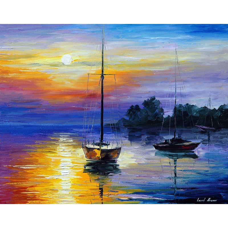 Gallery value USD17200 FLORIDA SUNSET - PALETTE KNIFE Oil Painting On Canvas By Leonid Afremov