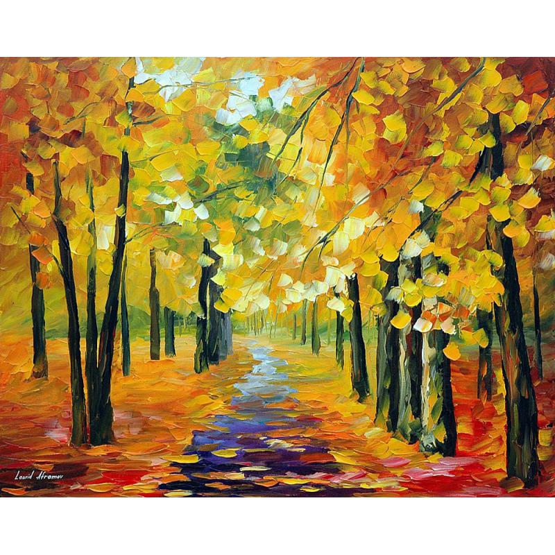 Gallery value USD8100 GOLDEN AUTUMN - PALETTE KNIFE Oil Painting On Canvas By Leonid Afremov