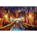 Gallery value USD9200 AMSTERDAM - FASCINATING EVENING - PALETTE KNIFE Oil Painting On Canvas By Leonid Afremov