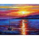 Gallery value USD15100 CALM SUNSET - PALETTE KNIFE Oil Painting On Canvas By Leonid Afremov