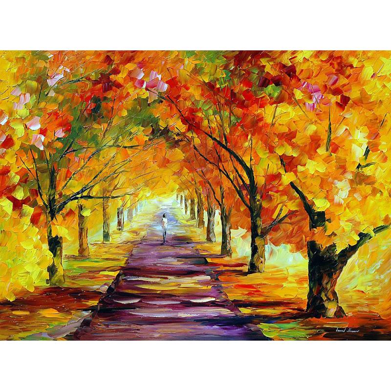 Gallery value USD10600 GOLD FALL - PALETTE KNIFE Oil Painting On Canvas By Leonid Afremov