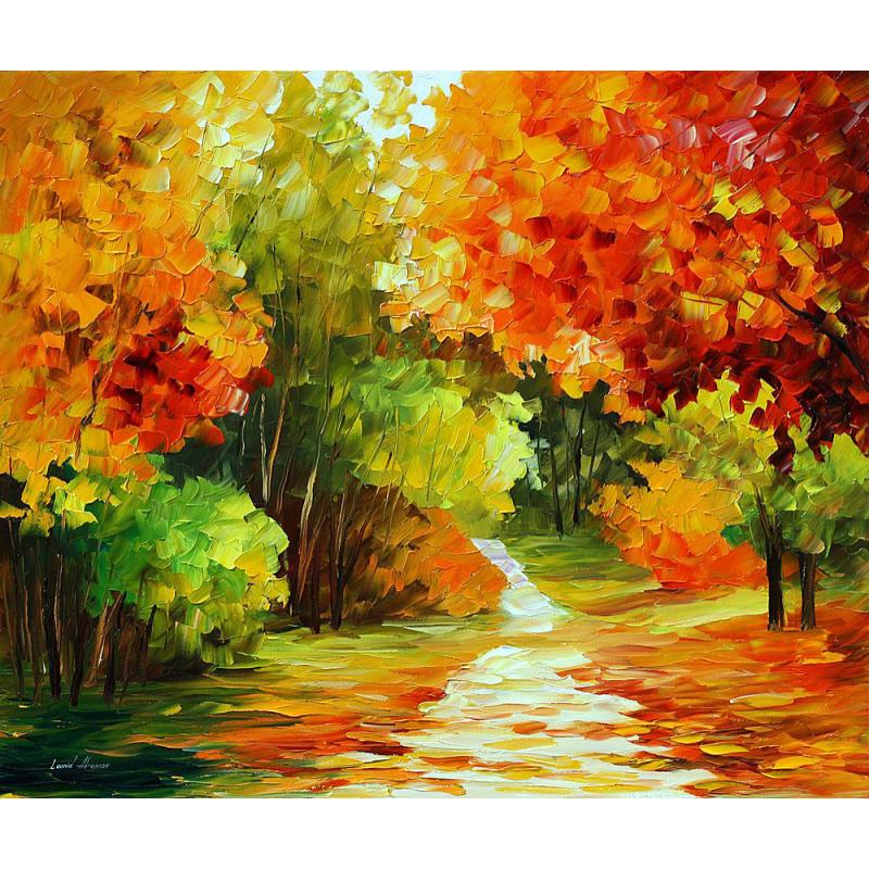 Gallery value USD7900 GOLDEN MORNING - PALETTE KNIFE Oil Painting On Canvas By Leonid Afremov