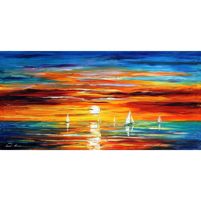 Gallery value USD8700 MAGICAL SUNSET - PALETTE KNIFE Oil Painting On Canvas By Leonid Afremov