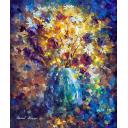 Gallery value USD14300 SIMPLE FLOWERS - PALETTE KNIFE Oil Painting On Canvas By Leonid Afremov