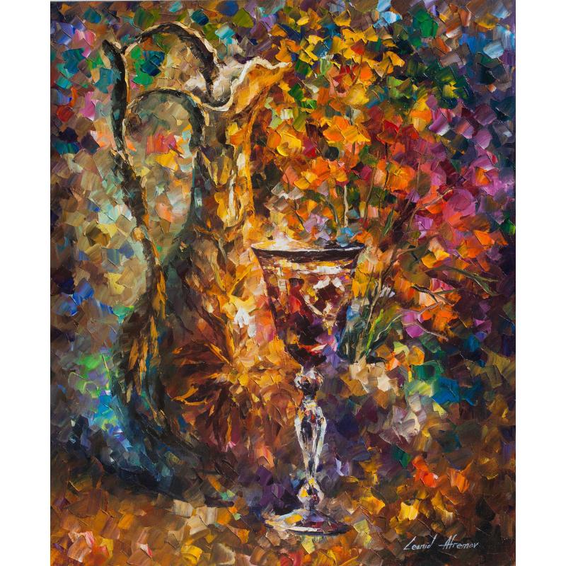 Gallery value USD10800 JAR OF WINE - PALETTE KNIFE Oil Painting On Canvas By Leonid Afremov