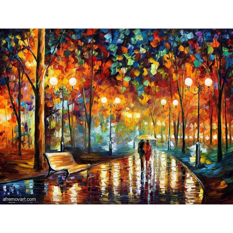 Gallery value USD18900 RAIN'S RUSTLE  - PALETTE KNIFE Oil Painting On Canvas By Leonid Afremov