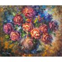 Gallery value USD15400 STRONG ROSES - PALETTE KNIFE Oil Painting On Canvas By Leonid Afremov