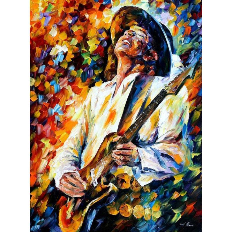 Gallery value USD8600 STEVIE RAY VAUGHAN 1 - PALETTE KNIFE Oil Painting On Canvas By Leonid Afremov