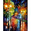 Gallery value USD19000 MYSTERIOUS NIGHT STREET -   - PALETTE KNIFE Oil Painting On Canvas By Leonid Afremov