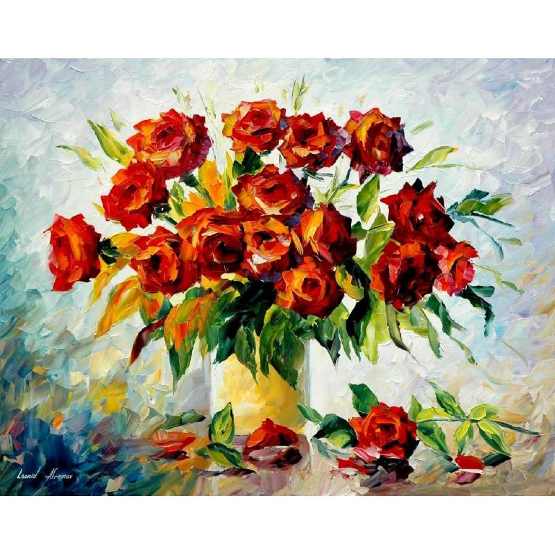 Gallery value USD16700 RED ON WHITE - PALETTE KNIFE Oil Painting On Canvas By Leonid Afremov