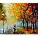 Gallery value USD16800 FALL DRIZZLE - PALETTE KNIFE Oil Painting On Canvas By Leonid Afremov