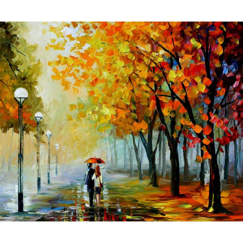 Gallery value USD16800 FALL DRIZZLE - PALETTE KNIFE Oil Painting On Canvas By Leonid Afremov