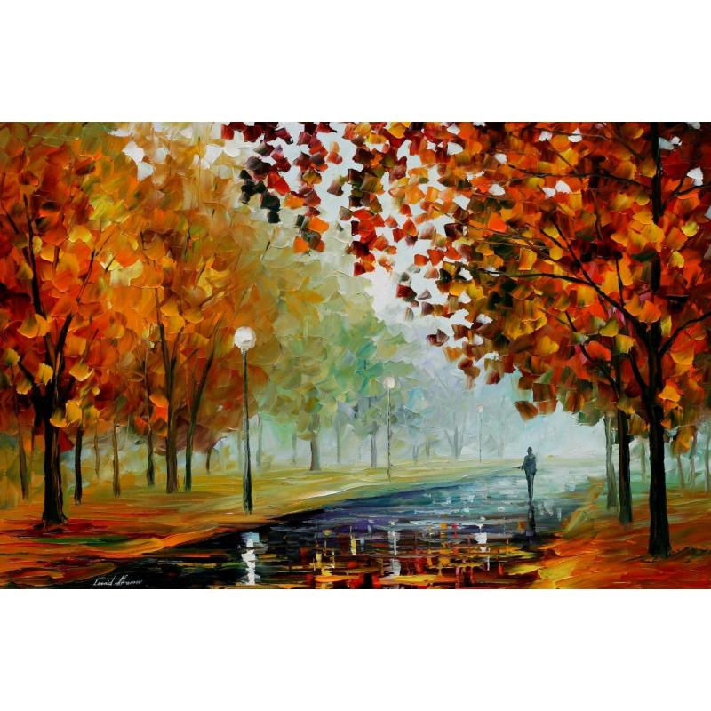 Gallery value USD19600 FOGGY AUTUMN - PALETTE KNIFE Oil Painting On Canvas By Leonid Afremov