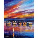 Gallery value USD8000 IN EXPECTATION OF SUNRISE - PALETTE KNIFE Oil Painting On Canvas By Leonid Afremov