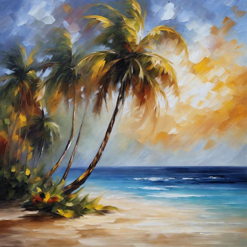 Gallery value USD16500 ISLAND SERENITY - PALETTE KNIFE Oil Painting On Canvas By Leonid Afremov