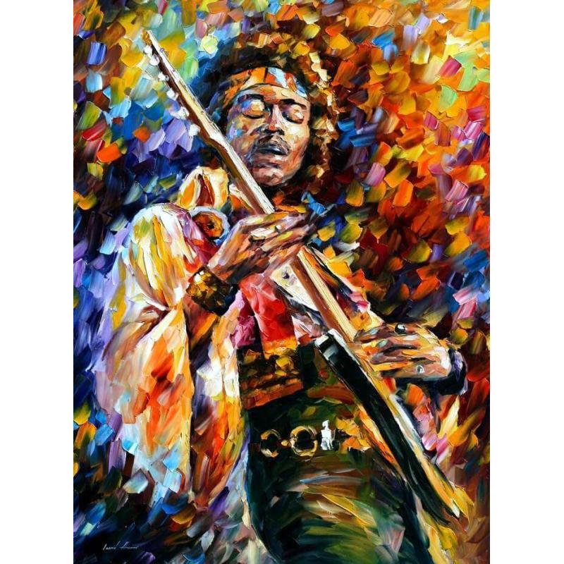 Gallery value USD11900 JIMI HENDRIX - PALETTE KNIFE Oil Painting On Canvas By Leonid Afremov