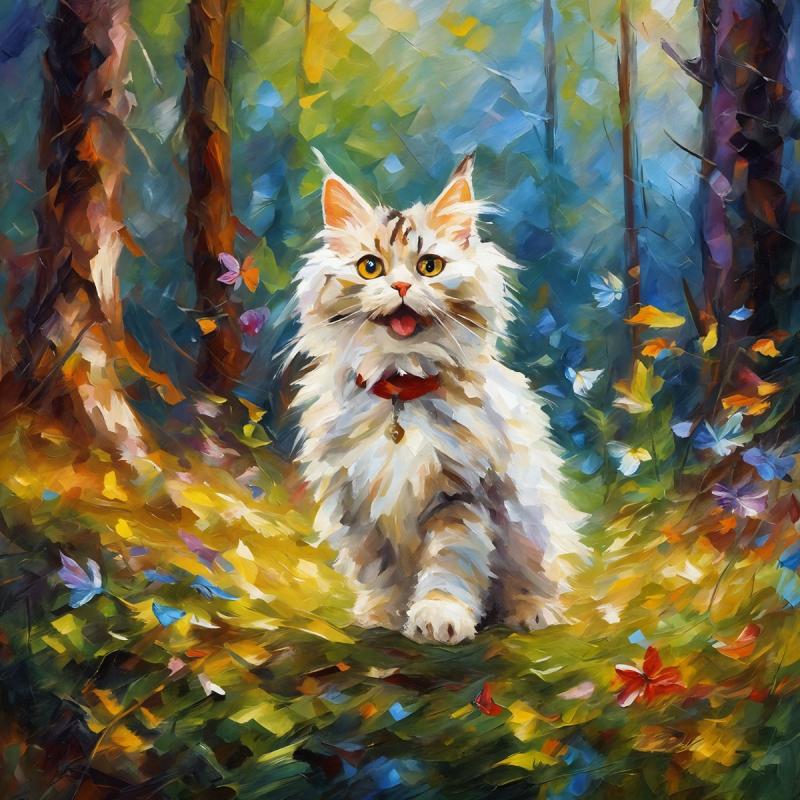 KURILIAN BOBTAIL MAGIC - PALETTE KNIFE Oil Painting On Canvas By Leonid Afremov