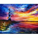 Gallery value USD16500 LIGHTHOUSE AND WIND - PALETTE KNIFE Oil Painting On Canvas By Leonid Afremov