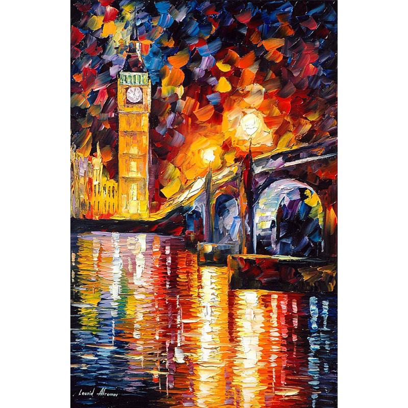 Gallery value USD19400 LONDON - PALETTE KNIFE Oil Painting On Canvas By Leonid Afremov