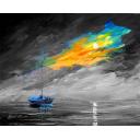 LONELY SAILING FOREVER B&W - PALETTE KNIFE Oil Painting On Canvas By Leonid Afremov