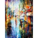 Gallery value USD7600 LONG RAIN - PALETTE KNIFE Oil Painting On Canvas By Leonid Afremov