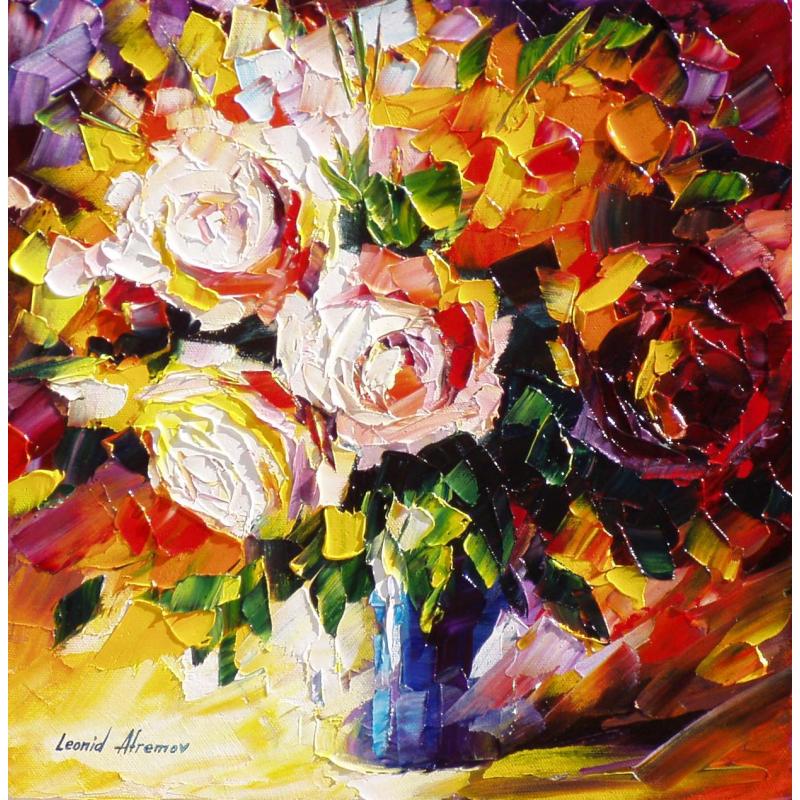 Gallery value USD11300 LOVE BOUQUET - PALETTE KNIFE Oil Painting On Canvas By Leonid Afremov