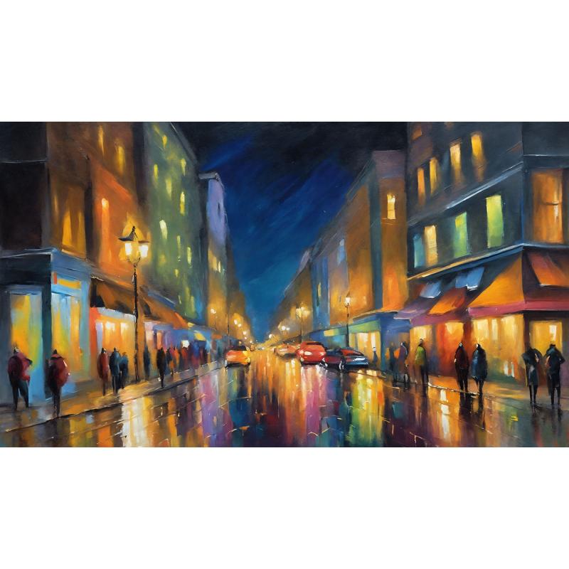 Gallery value USD19300 LUMINOUS STREET - PALETTE KNIFE Oil Painting On Canvas By Leonid Afremov