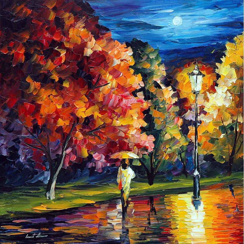 Gallery value USD12800 MAGICAL MOONY NIGHT - PALETTE KNIFE Oil Painting On Canvas By Leonid Afremov