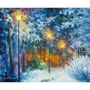 Gallery value USD9700 MIDNIGHT SNOW SONGS - PALETTE KNIFE Oil Painting On Canvas By Leonid Afremov