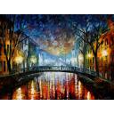 Gallery value USD13900 MISTY BRIDGE  ST. PETERSBURG - PALETTE KNIFE Oil Painting On Canvas By Leonid Afremov