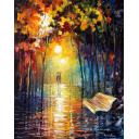 MISTY PARK - PALETTE KNIFE Oil Painting On Canvas By Leonid Afremov