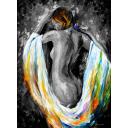 MODEST GIRL B&W - PALETTE KNIFE Oil Painting On Canvas By Leonid Afremov