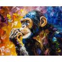 Gallery value USD17600 MONKEY THINKER - PALETTE KNIFE Oil Painting On Canvas By Leonid Afremov