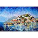 Gallery value USD10200 MORNING HARBOR - PALETTE KNIFE Oil Painting On Canvas By Leonid Afremov