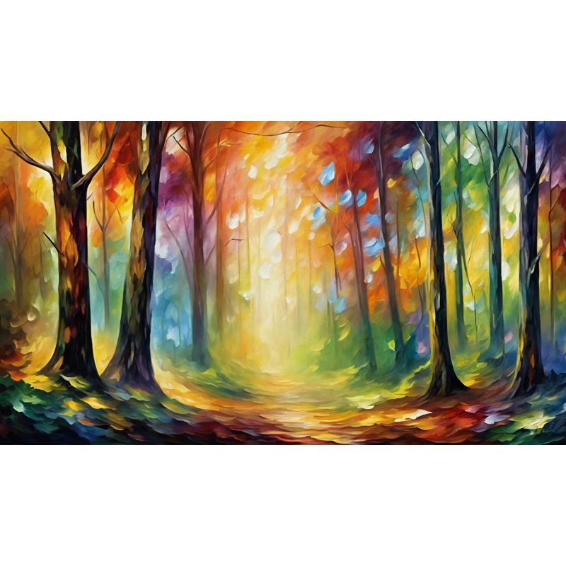 Gallery value USD12800 MYSTICAL FOREST - PALETTE KNIFE Oil Painting On Canvas By Leonid Afremov