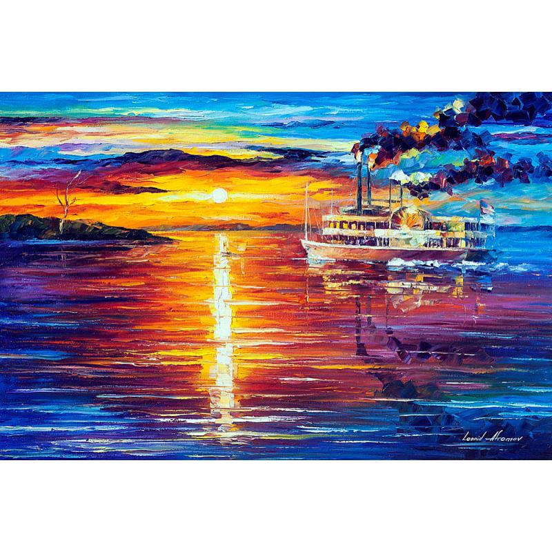 Gallery value USD18600 NEW ORLEANS RIVER - PALETTE KNIFE Oil Painting On Canvas By Leonid Afremov